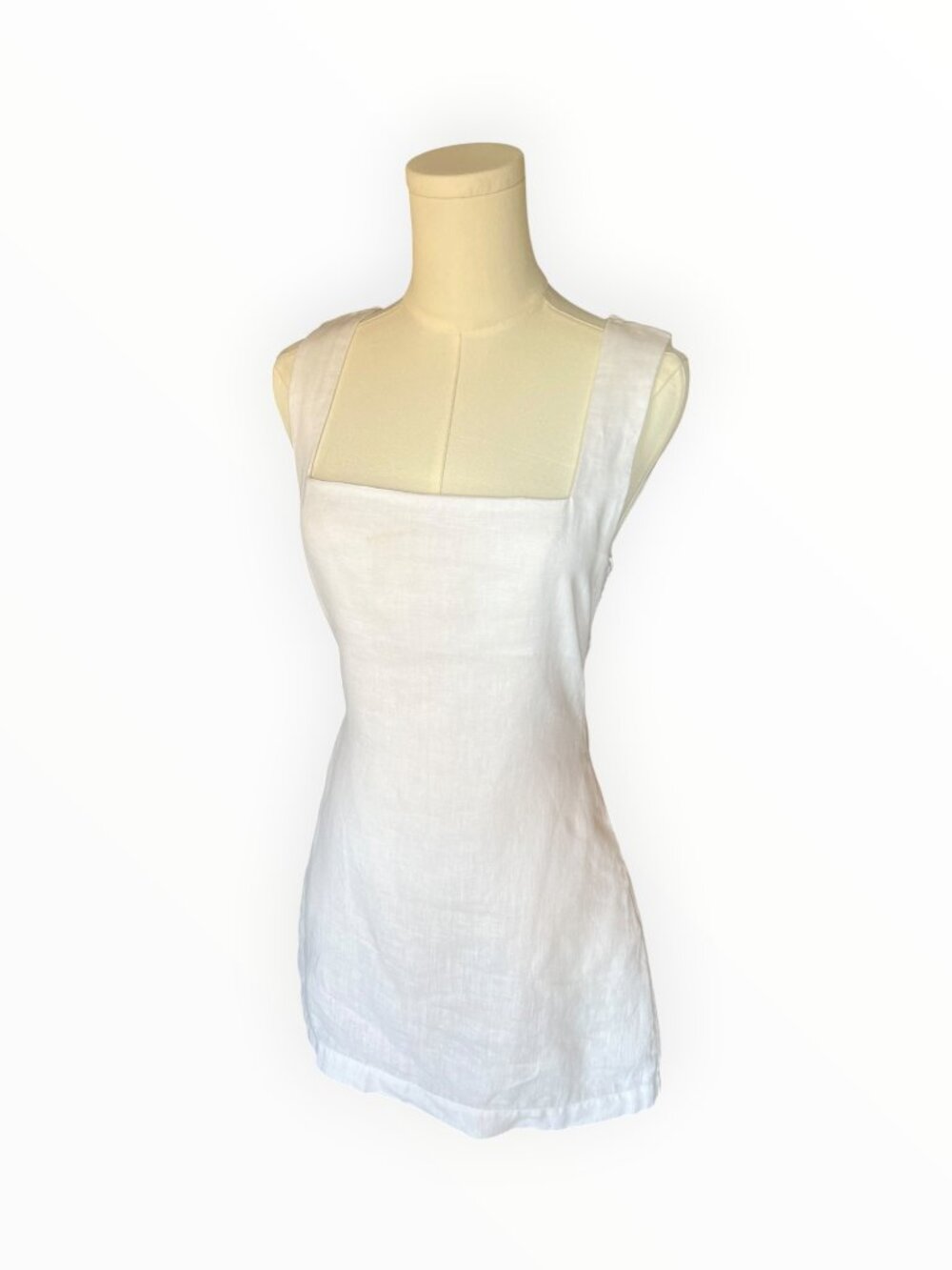 POSSE Alice Linen White Square-Neck Mini Dress | size XS